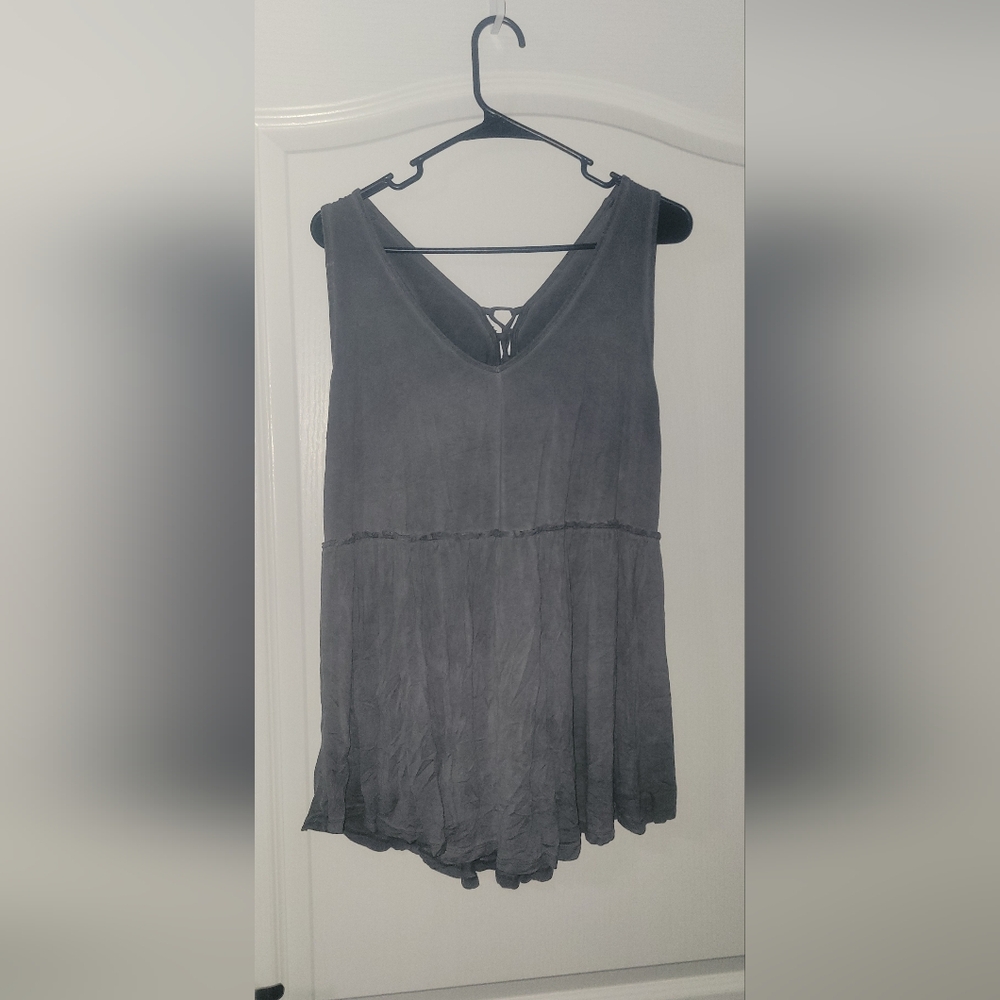 Torrid Gray Pleated Sleeveless Tank Top